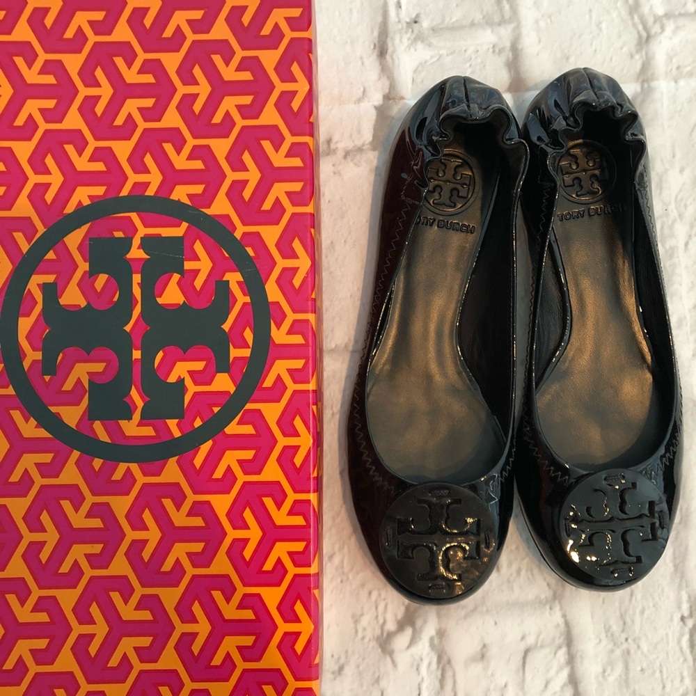 Tory Burch Reva Patent Logo Ballet Flat